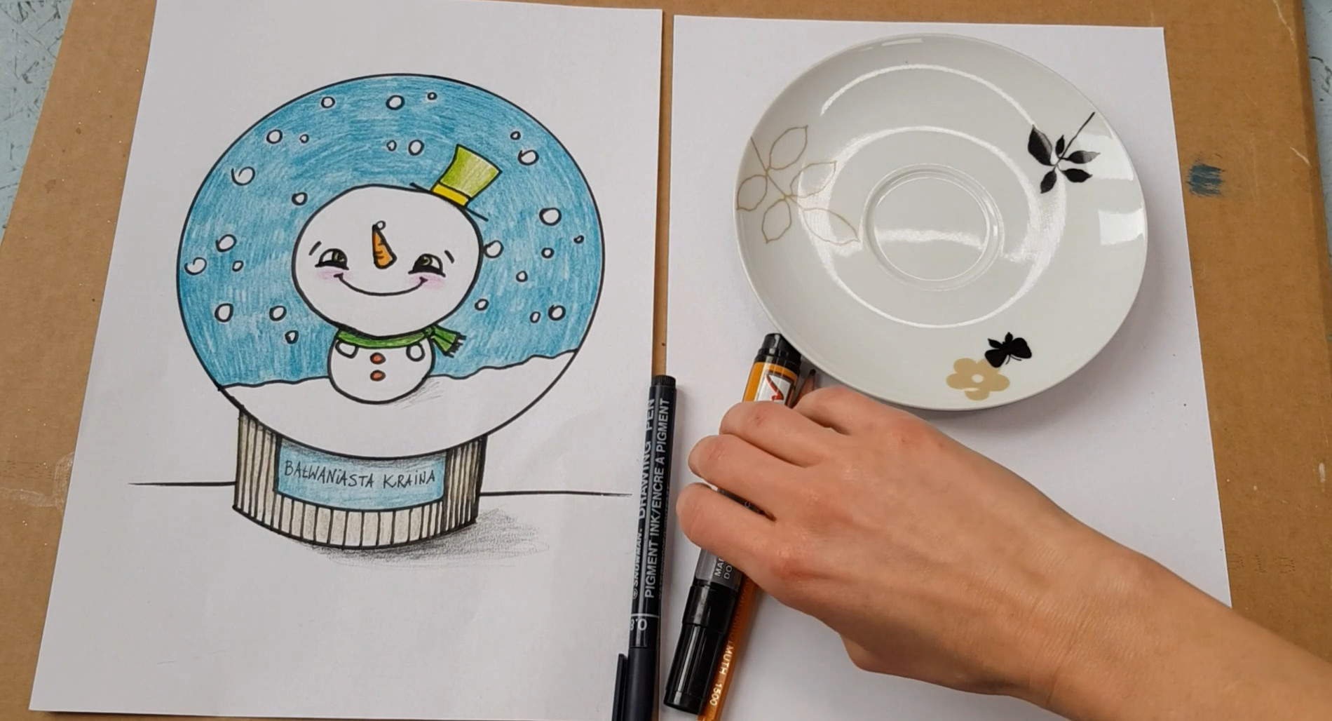 Zajęcia plastyczne - rysujemy śniegową kulę