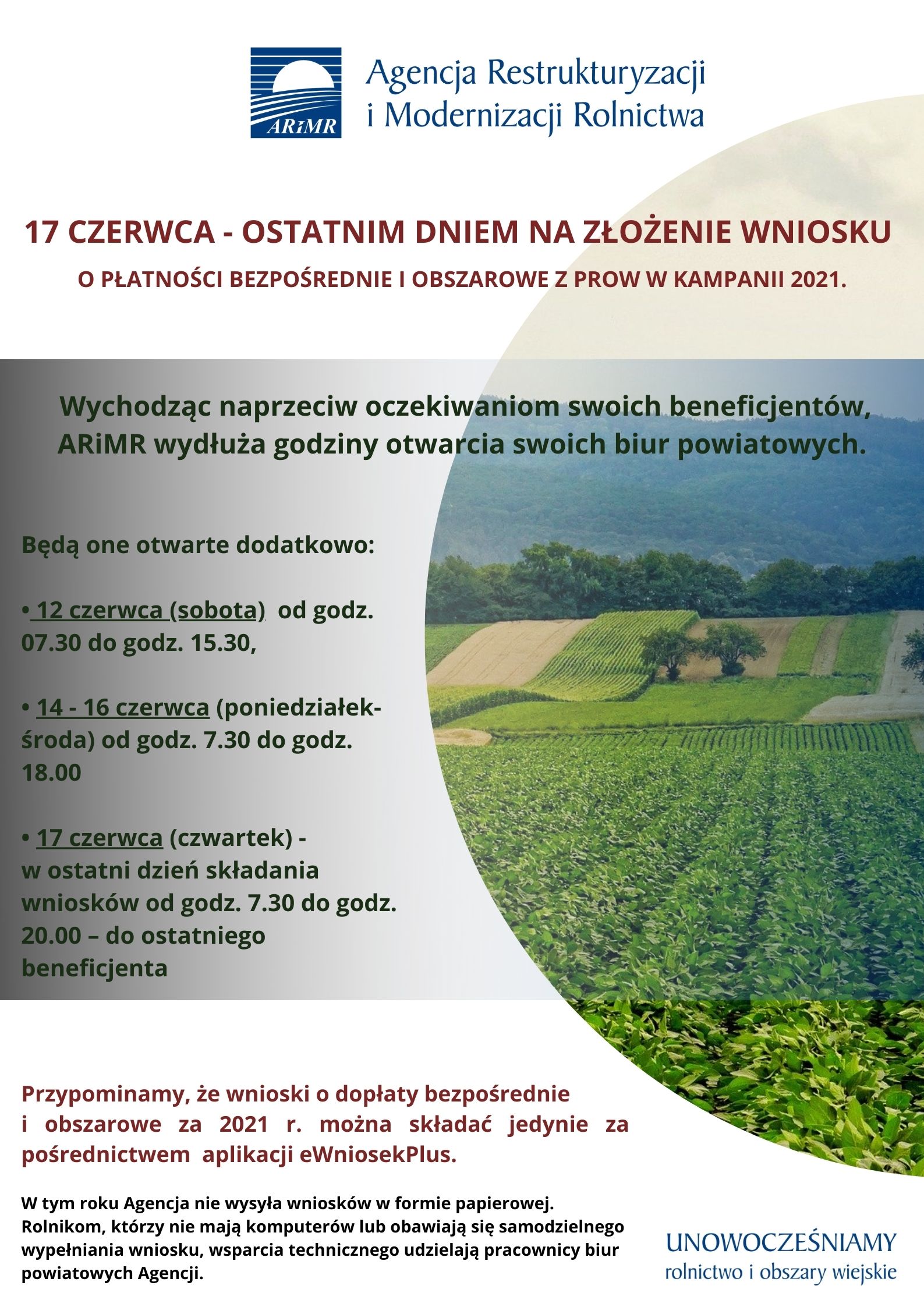 Ostateczny termin składania wniosków o przyznanie płatności bezpośrednich