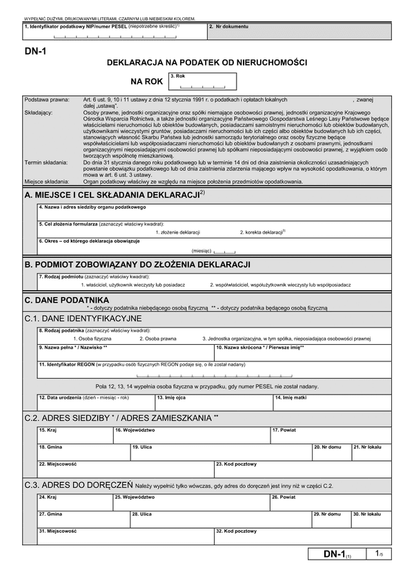 Informacja w sprawie stawek podatku od nieruchomości